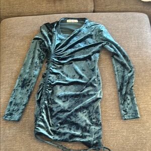 Velvet Ruched Long Sleeve Dress